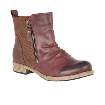 Lotus Red 'Fir' zip up ankle boots